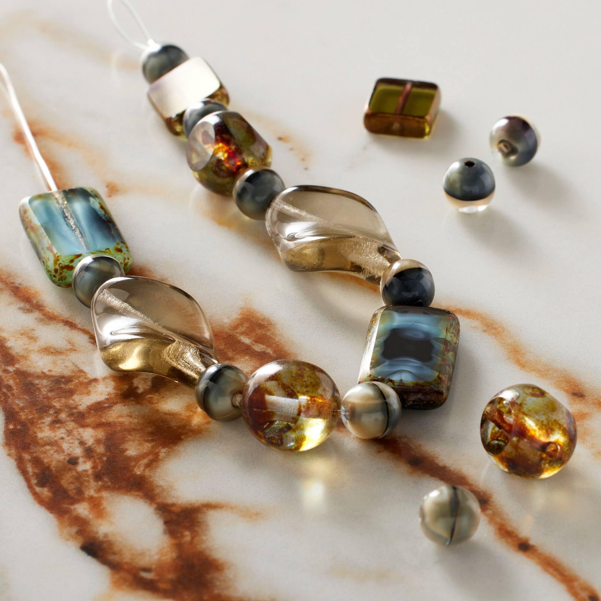 Blue & Green Czech Glass Bead Mix, 19mm by Bead Landing™